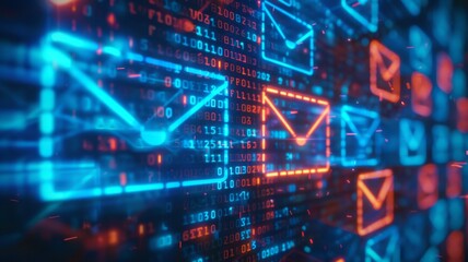 Data streams with mails in cyberspace - A digital representation of data transfer and email communication in a data stream format