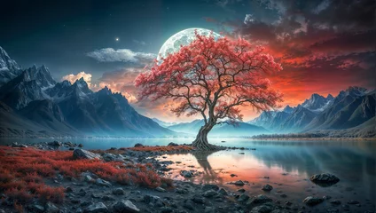 Foto op Plexiglas Moon over the lake © Armando