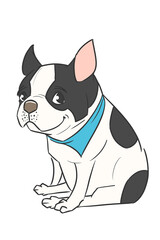 This is an illustration of a “black pied” French bulldog in a 