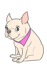 This is an illustration of a “cream” French bulldog in a 