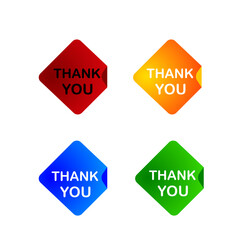 Thank you written inside square colored sticker, label and sign - Vector Illustration