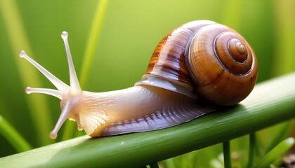 mollusks grass slime, the grape snail Bright shell creeps