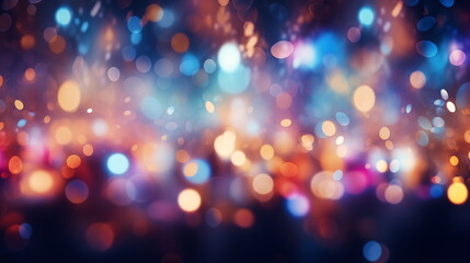 Abstract vibrant bokeh lights with blurred effect background. Festive backdrop for design and creative projects. - obrazy, fototapety, plakaty