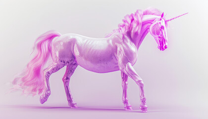 Obraz na płótnie Canvas Magical White Unicorn with Pink Glow 