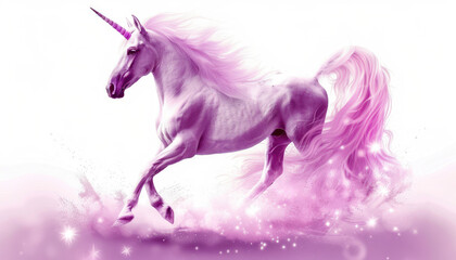 Obraz na płótnie Canvas Ethereal Unicorn in Soft Pink Light 