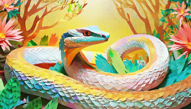 ペーパークラフトの蛇イメージ