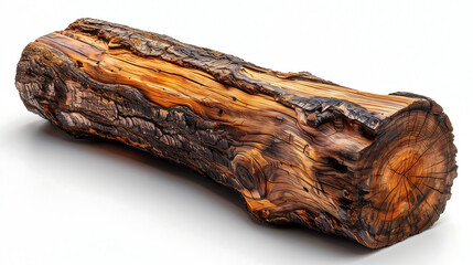 Exquisite Polished Wooden Log on White Background