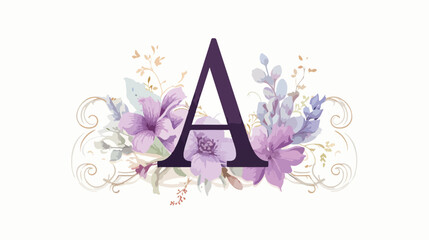Typographical logo floral letter A serif typeface f