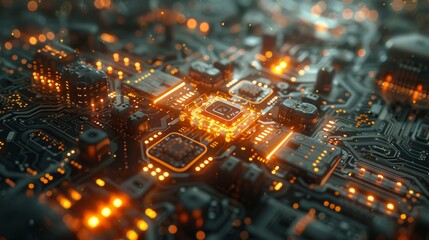 Obraz premium Traditional linear supply chains in the AI sector are evolving into dynamic networks, integrating data streams, AI algorithms, and hardware components for seamless innovation and delivery. 