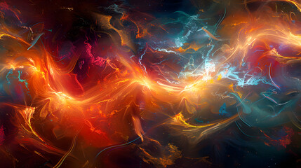 Intricate Depiction of Ionized Particles in a Dynamic, Cosmic-like Setting: A Fusion of Science and Art