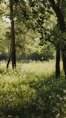 Beautiful green summer forest. Spring background, backdrop. Forest Illsutration
