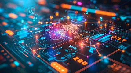 Fototapeta premium AI integration in marketing boosts customer engagement with data insights, targeted ads, and automated optimization, driving sustainable growth and competitive edge. 