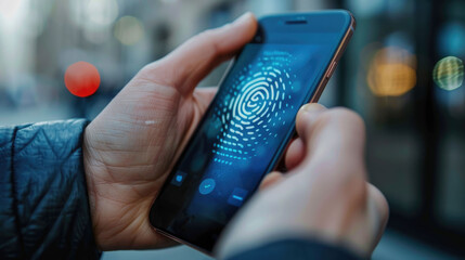 Cybersecurity system undergoing fingerprint verification, emphasizing the importance of advanced technology in ensuring digital security and data privacy