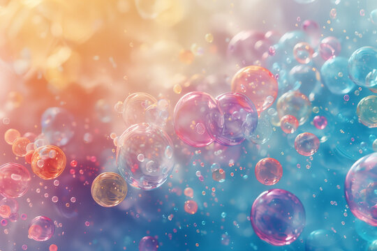 colorful crowd of soap bubbles