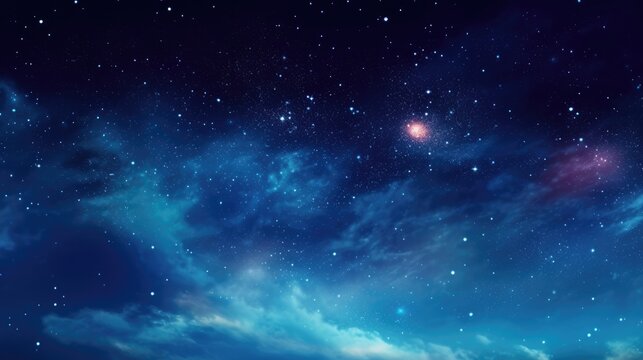 Vibrant night sky with stars and nebula and galaxy 
