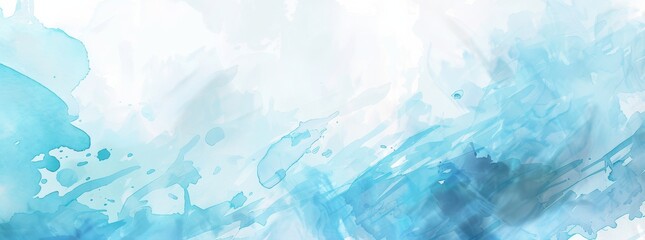 Fototapeta na wymiar Serene light blue watercolor strokes sweep across this abstract banner, evoking a calm and spacious sky.