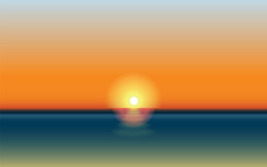 Tropical ocean sunset background. Vector illustration.