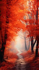 Color autumn forest.  Forest illustration