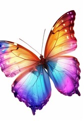Butterfly with iridescent wings on a white background