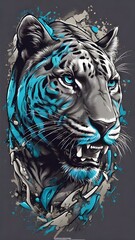 colorful panther portrait. Graffiti style, printable design for t-shirts, mugs, cases, etc.
 