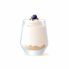 シンプルなヨーグルトムースのデザートのイラスト。グラスに入っている白色のスイーツのイラスト