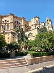 Fototapeta na wymiar Old town Malaga Spain travel ancient walls and blue sky summer