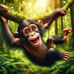 Fototapete Rund Happy smiling monkey © miguelovalle
