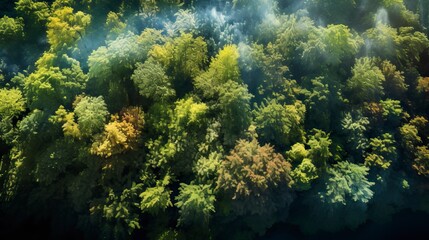 From a bird's eye view, it is a lush forest with luxuriant trees. Forest Image