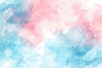 Dreamy clouds in soft pastel pink and blue hues blend seamlessly to create a tranquil watercolor sky.