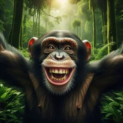 Zelfklevend Fotobehang Happy smiling monkey © miguelovalle