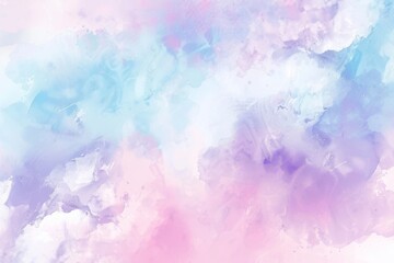 Fototapeta na wymiar Fluffy pink and blue clouds drift across this watercolor canvas, invoking a sense of calm and playful whimsy.