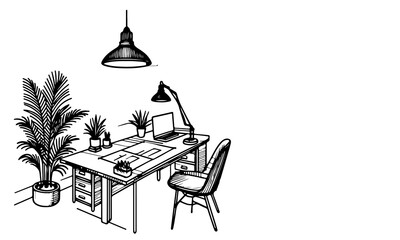 Fototapeta na wymiar one continuous black line drawing Dining table and chairs outline doodle vector illustration on white background
