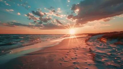 Fototapete Sunset sky beach sand and landscape nature © Photock Agency