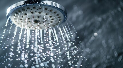 A shower head with water coming out of it