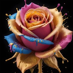 A colorfull Rose splashis paint