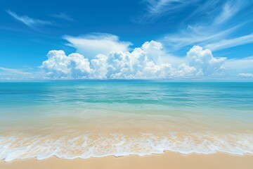 Fototapeta na wymiar Bright sun over beach with turquoise water.