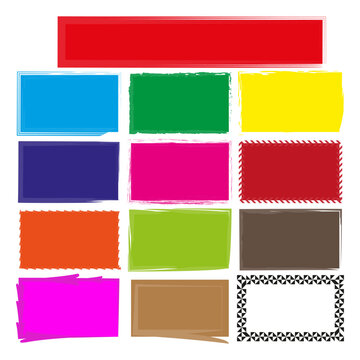 Collection of colorful vector frames with textured edges. Vector illustration. EPS 10.