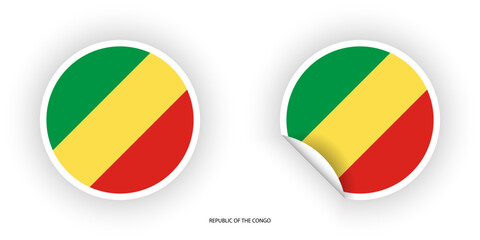 Fototapeta premium Republic of the Congo sticker flag icon in circle shape and circular shape with peel off on white background.