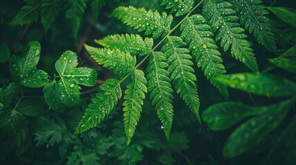 Close Up of a Fern Leaf in a Forest - obrazy, fototapety, plakaty