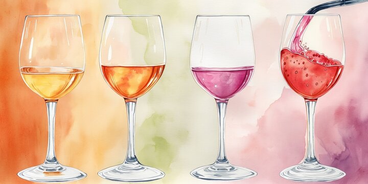 Glasses of rosé and red wine being poured, suitable for culinary and social gathering themes.