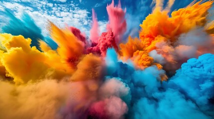 Vivid clouds of colored smoke, illustrating creativity, art, and explosive joy.
