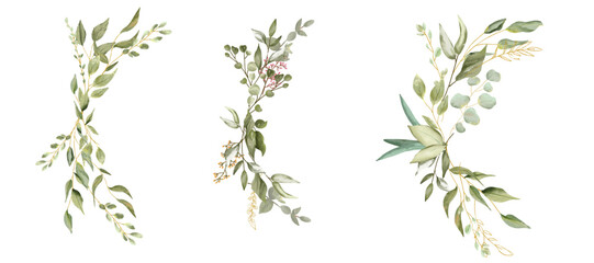 Watercolor Leaves illustration set. Suitable use for wedding invitation, greetings cards, decoration in your card, etc.