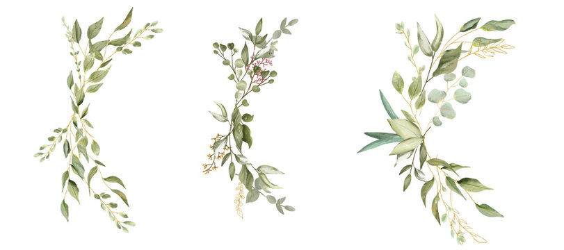 Watercolor Leaves illustration set. Suitable use for wedding invitation, greetings cards, decoration in your card, etc.
