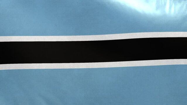 Botswana flag.  Botswana flag waving in the wind. Full screen, flat, cloth material texture. National Flag. Loopable. Looping. CGI graphic animation HD