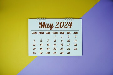 May 2024 annual monthly desk calendar for planning and management