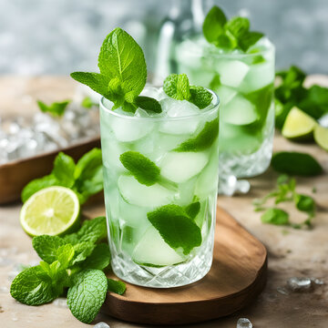 mojito cocktail with mint leaves