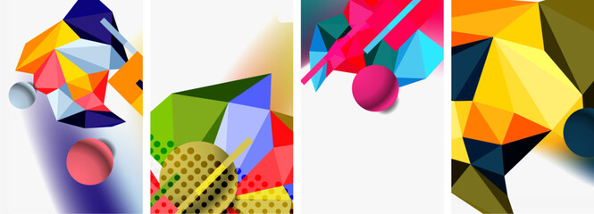 3d sphere and 3d low poly triangle design. Vector illustration For Wallpaper, Banner, Background, Card, Book Illustration, landing page