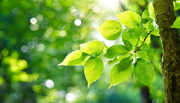 新緑。エコイメージ。森林浴。緑の葉が生い茂る爽やかなイメージ。Fresh green. Eco image. Forest bathing. A refreshing image of lush green leaves.