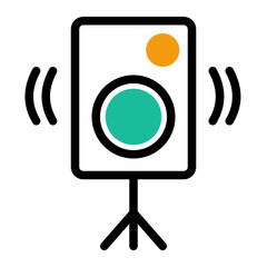 This is the Audio Speaker icon from the Party and Celebration icon collection with an mixed color style