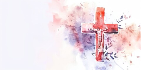 a painting of a cross on a white background